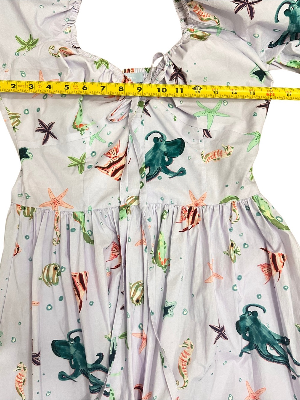 Hill House Ophelia Nap Dress Sea Creatures Puff Sleeve Medium Resort Wear EUC - Picture 8 of 10